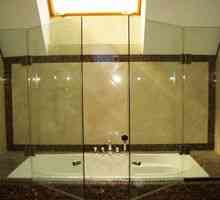 Zavese za drsenje steklenih kopalnic: funkcije, fotografije