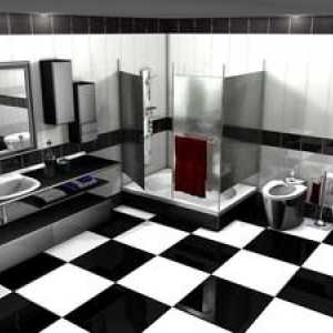 Črne in bele kopalnice: fotografije in skrivnosti oblikovanja