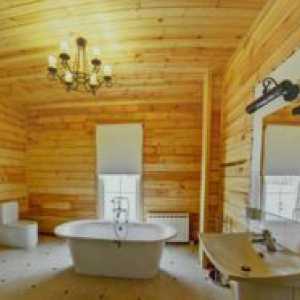 Zaključevanje kopalnic v lesenih hišah: oblikovanje in fotografija